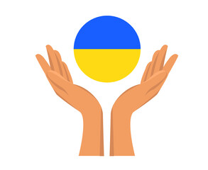 Ukraine Flag Emblem National Europe With Hands Abstract Symbol Vector illustration Design