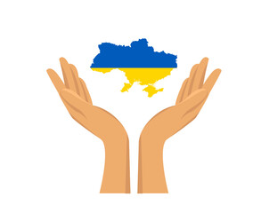 Ukraine Flag Map Emblem National Europe With Hands Abstract Symbol Vector illustration Design