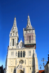 Cathedral of the Assumption of the Blessed Virgin Mary, landmark in Zagreb, Croatia. 