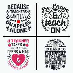 Teacher typographic quotes and teaching slogan design bundle vector.