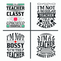 Teacher quotes and saying design bundle vector.