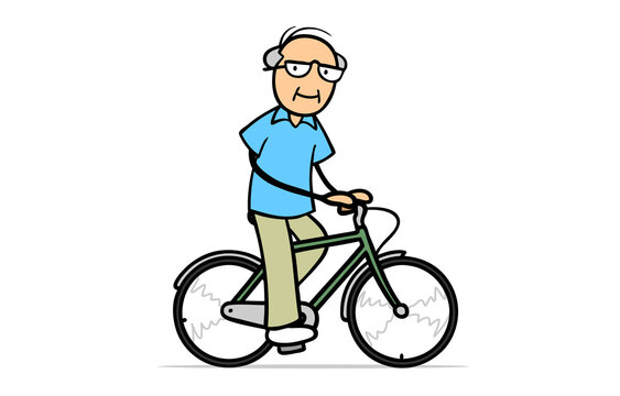 elderly man riding green bicycle clip art preview