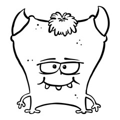 Cartoon Monster als Karies Symbol zum Ausmalen