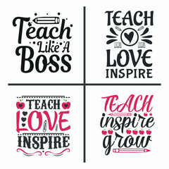 Obraz premium Teacher lettering quotes design bundle.