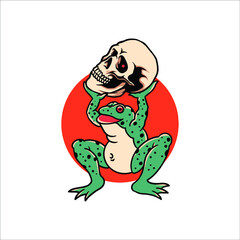 frog tattoo illustration vector design 