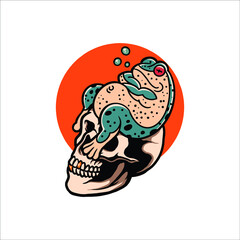 frog tattoo illustration vector design 
