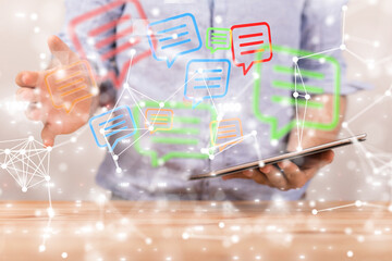 Neural network 3D illustration. Big data and cybersecurity