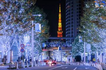 東京 六本木、けやき坂イルミネーションと東京タワー