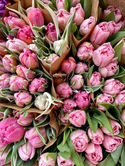 bouquets of spring colored flowers