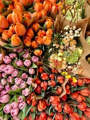 bouquets of spring colored flowers