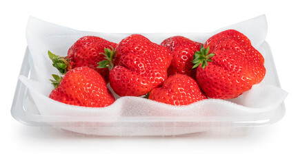 Fresh Red strawberry isolated on white background, Red Amaoh strawberry on White Background With clipping path.	
