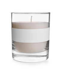 Aromatic candle in glass holder isolated on white