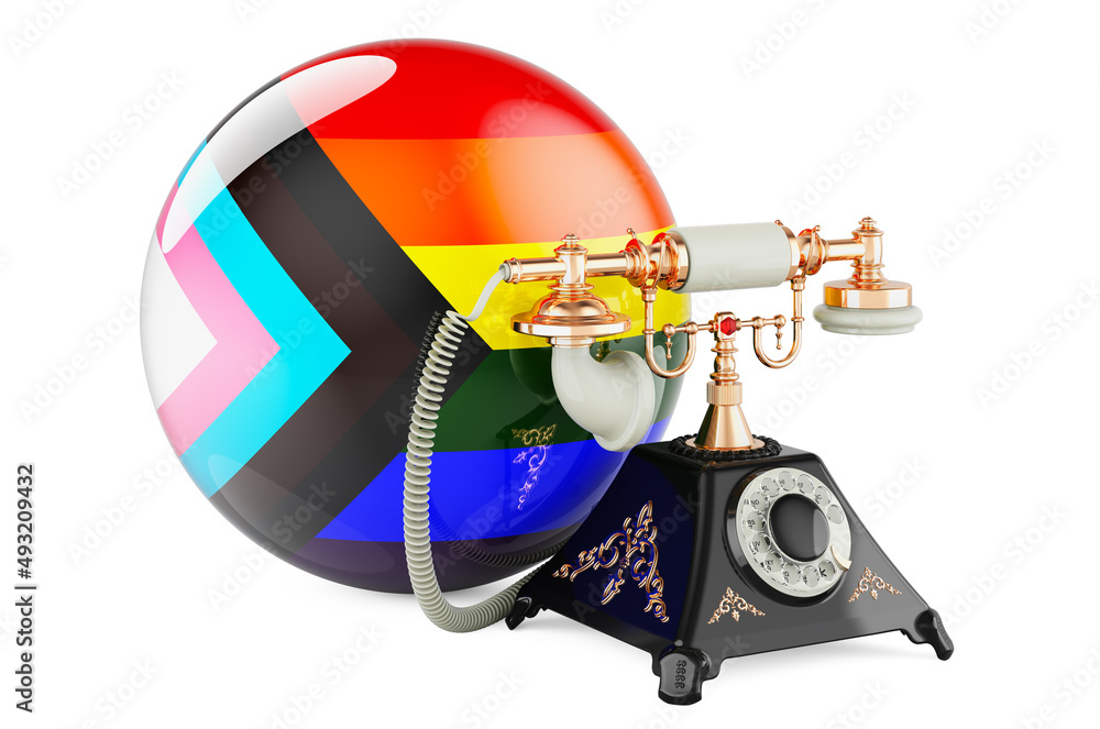 Poster phone with lgbtq flag. 3d rendering