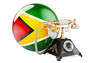 Phone with Guyanese flag. Communication services in Gayana, concept. 3D rendering