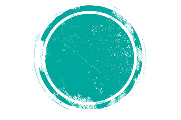 Circle grunge stamp. Round vector isolated on white background. Turquoise stamp vector. For grunge badge, seal, ink and stamp design template. Round grunge hand drawn circle shape, vector