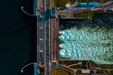 Bridge crossing Angara Hydrostation on Irkutsk