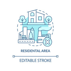 Residential area turquoise concept icon. Land use classification abstract idea thin line illustration. Permanent residence. Isolated outline drawing. Editable stroke. Arial, Myriad Pro-Bold fonts used