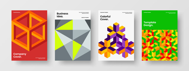 Obraz premium Clean mosaic hexagons company identity layout bundle. Amazing journal cover vector design concept collection.