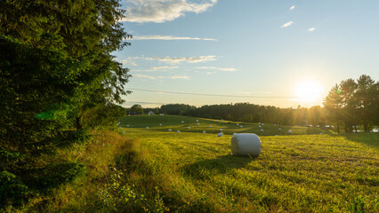 Sunset over the crop field. Norwegian Landscape.