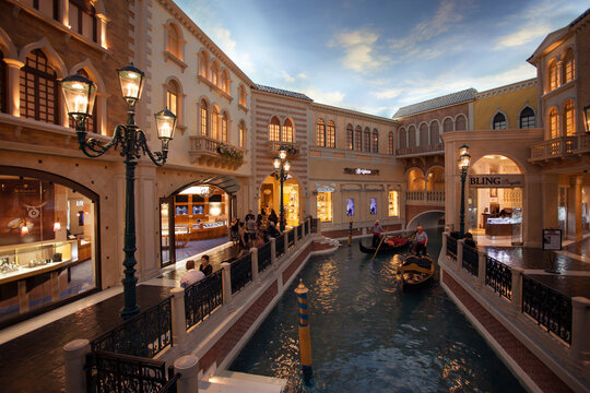 Las Vegas,Nevada,USA –May 2014: Photo of Venezia Hotel interior. The Venetian Las Vegas is a luxury hotel and casino resort located on the Las Vegas Strip in Paradise, Nevada, United States, on the si