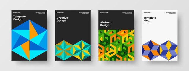 Obraz na płótnie Canvas Isolated geometric pattern corporate identity illustration collection. Trendy pamphlet design vector concept bundle.