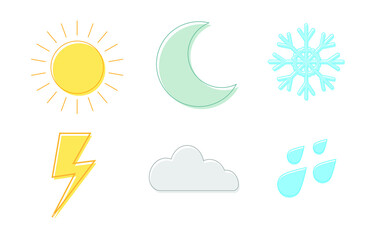 weather icons flat design, vector illustration