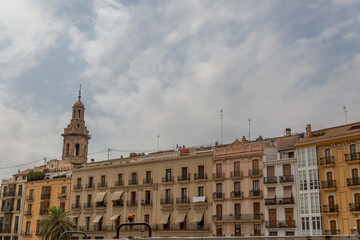 View of classic residential buildings in the center of Valencia