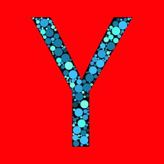 Capital Letter Y. Vector abstract alphabet design. Letter fill with the round shapes. eps 10