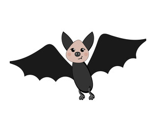 Bat in cartoon style on a white background