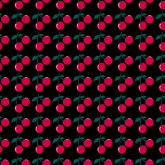 Seamless red cherry pattern design, flat cherry pattern template wrapping paper, fabric print