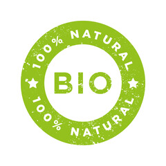 Organic Grunge Stamp. Green Rubber Stamp Healthy Organic Natural Eco Bio Food Products Label Stamp