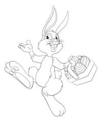 Easter Bunny Cartoon Rabbit With Eggs Basket