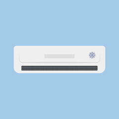 Flat icon home air conditioning isolated on blue background. Vector illustration.