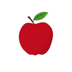 Flat icon red apple isolated on white background. Fruit icon. Vector illustration.