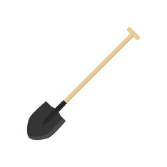 Flat icon shovel isolated on white background. Vector illustration.