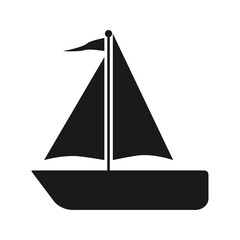 Vector icon sailing boat isolated on white background. Vector illustration.