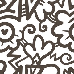 Seamless abstract pattern on white background. Vector doodle image. Graphic linear wallpaper.