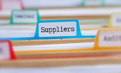File folders with a tab labeled Suppliers