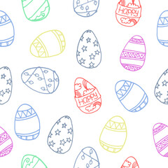 set of cute easter egg. hand drawn vector. seamless pattern with easter egg illustration isolated on white background. easter tradition. wallpaper, wrapping paper and gift, fabric, textile, backdrop. 