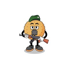 Character cartoon of biscuit round as a special force