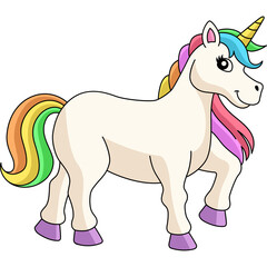 Unicorn Walking On Rainbow Cartoon Clipart 