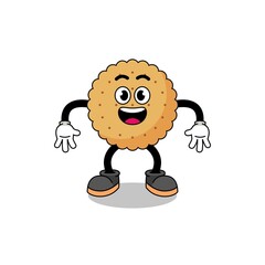 biscuit round cartoon with surprised gesture