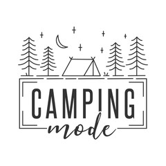 Camping Mode Illustration Clip Art Design Shape. Adventure Nature Summer Silhouette Icon Vector. - obrazy, fototapety, plakaty