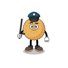 Cartoon Illustration of biscuit round police