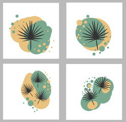 illustration of abstract twigs of tropical fern for nail design, printing on dishes, for tablecloths, gift paper, textiles, home goods.
