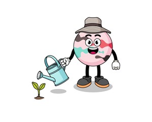 Fototapeta premium Illustration of bath bomb cartoon watering the plant