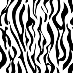 Seamless abstract monochrome pattern. Black and white print with wavy lines, dots and spots. Brush strokes are hand drawn. Vector texture