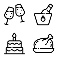 Celebration Flat Icon Set Isolated On White Background