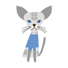 Sphynx Cat portrait on isolated background. Vector illustration.