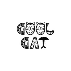 Funny cat lettering quote - Cool Cat. Vector illustration.